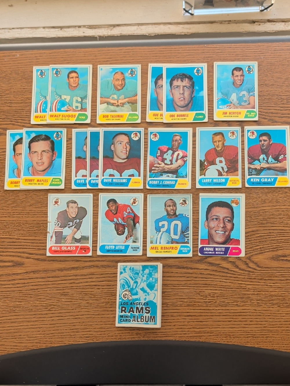 Vintage Football Trading Card Lot with Los Angeles Rams Mini Album - Blue Accent